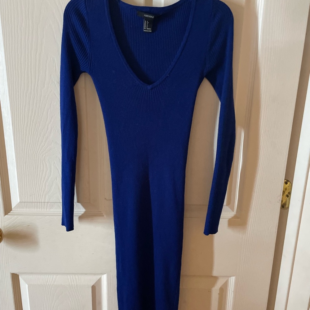 Forever 21 Deep Blue Long Sleeve Dress